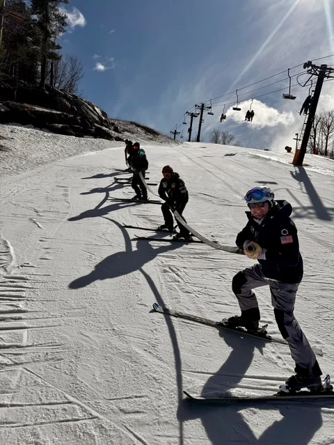 Kids on a ski hill