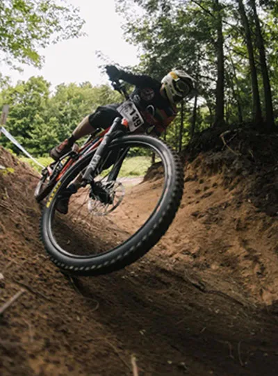 Dirt Bike racer riding on a trail